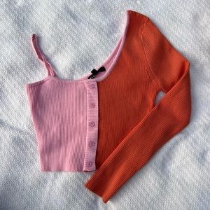 BlueBlush colorblock one shoulder knit top